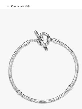 Pandora Silver Twisted Toggle Charm Bracelet